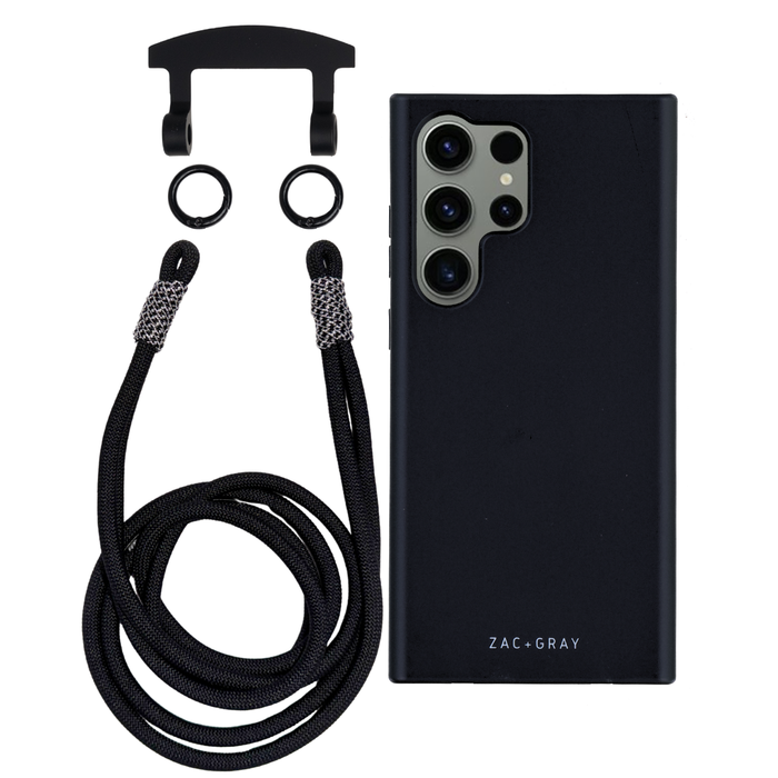 Samsung S23 Ultra MIDNIGHT BLACK CASE + KNOTTED CORD