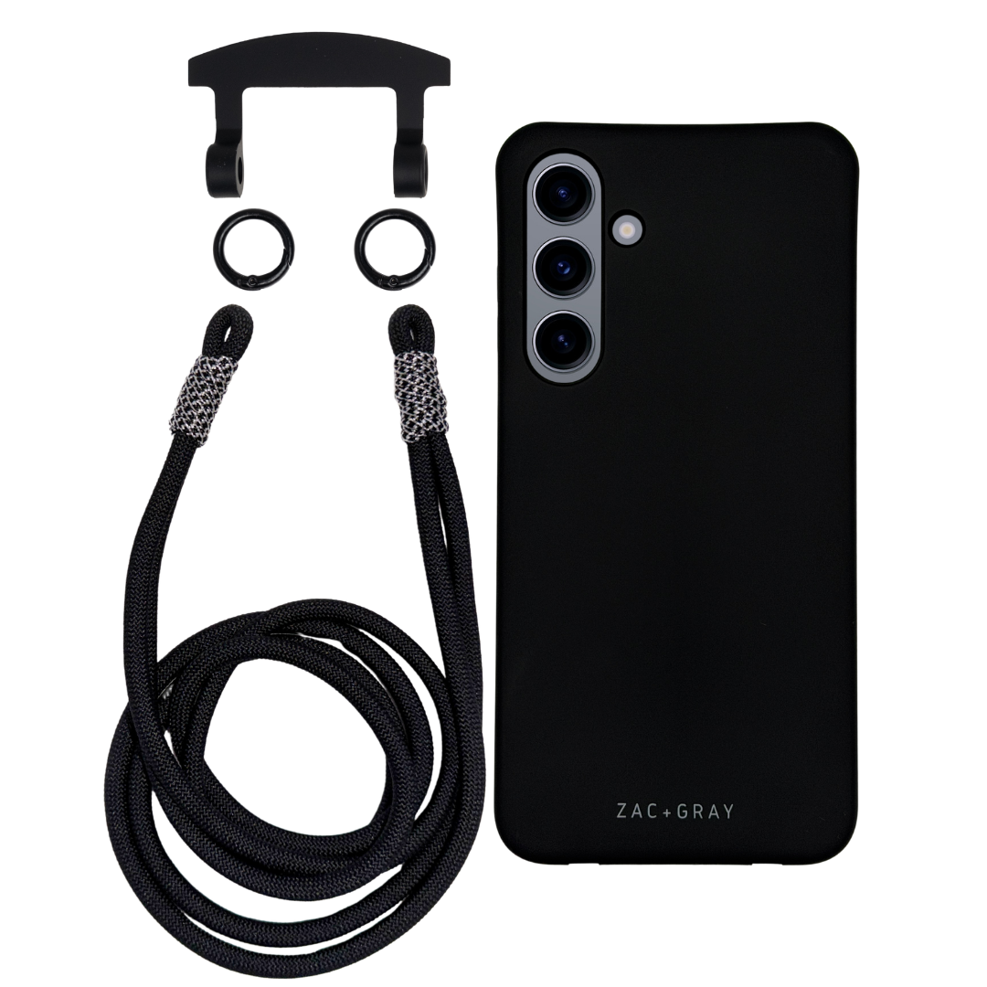 Samsung S24 MIDNIGHT BLACK CASE + KNOTTED CORD