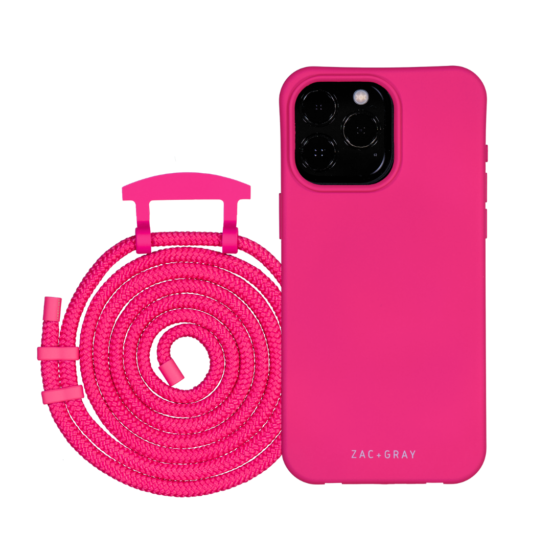 iPhone X and iPhone XS HOT PINK CASE HOT PINK CORD