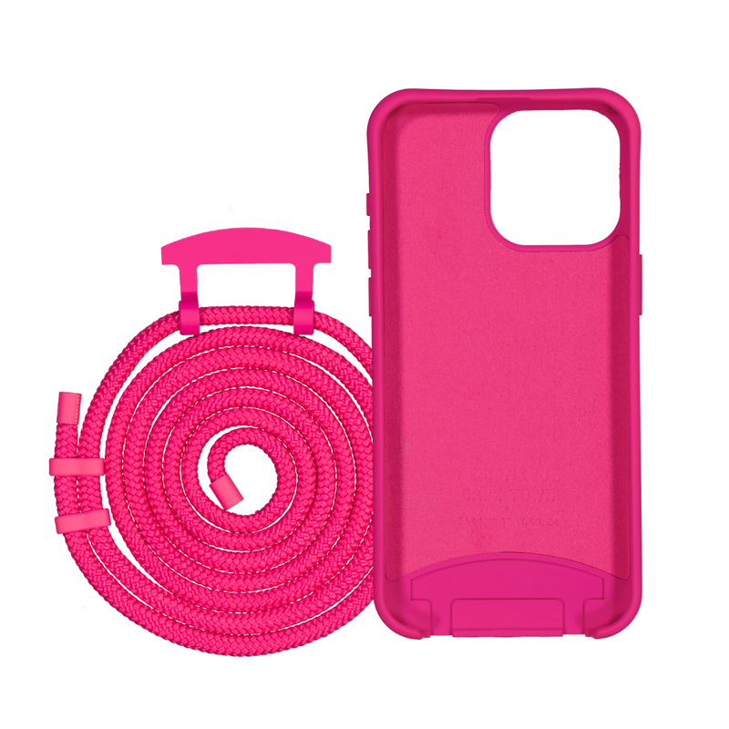 iPhone 14 HOT PINK CASE + HOT PINK CORD