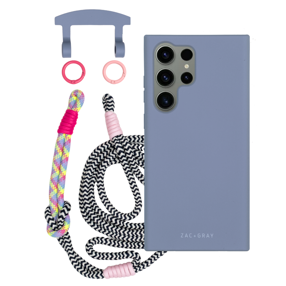 Samsung S25 Ultra BLUE FOG CASE + KNOTTED CORD