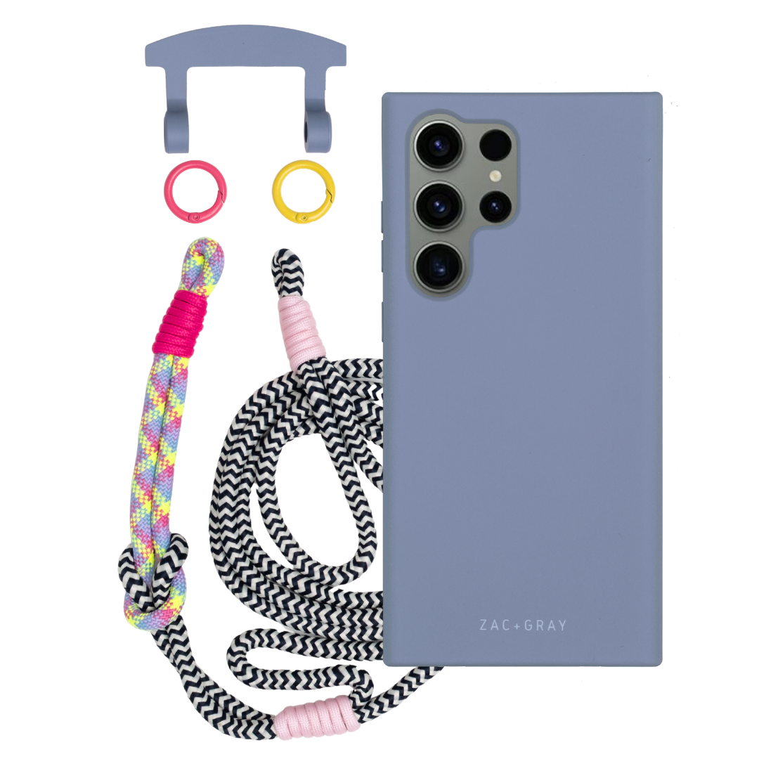 Samsung S25 Ultra BLUE FOG CASE + KNOTTED CORD