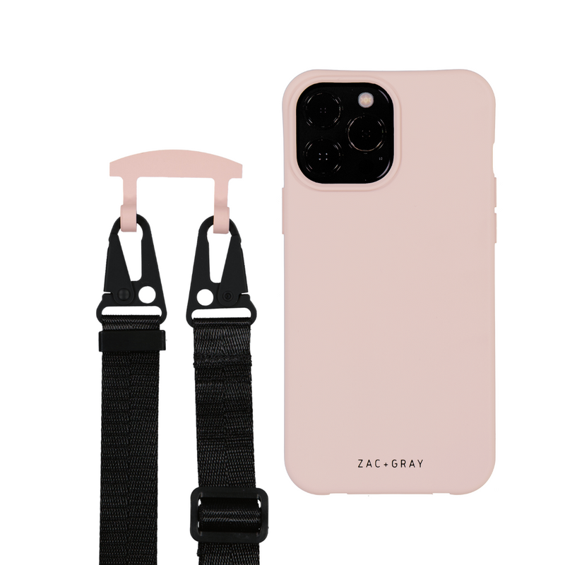 iPhone 14 Pro Max ROSÉ PINK CASE + MIDNIGHT BLACK STRAP