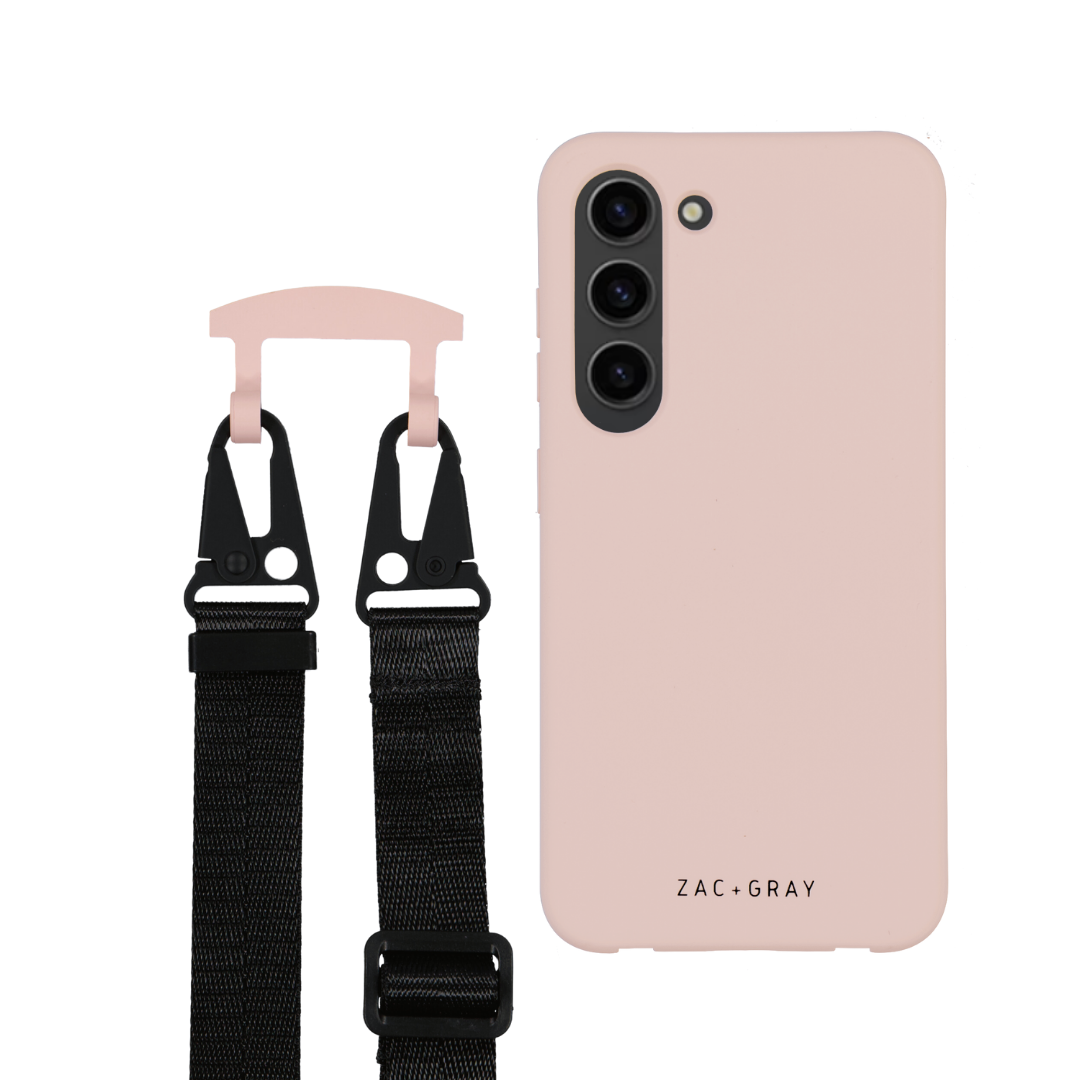 Samsung S23 Plus ROSÉ PINK CASE + MIDNIGHT BLACK STRAP