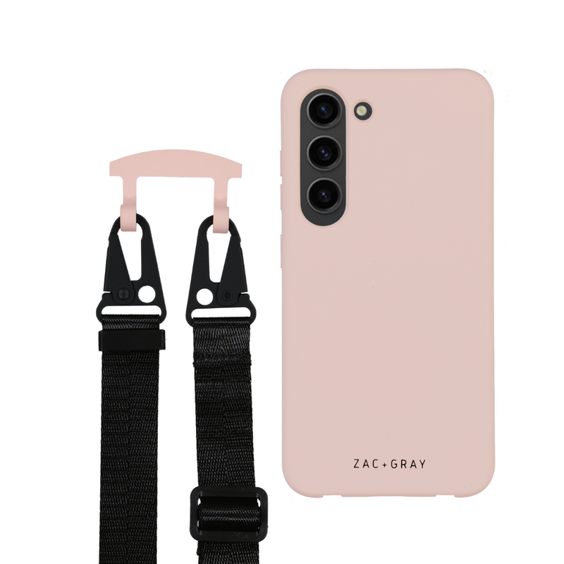 Samsung S23 Plus ROSÉ PINK CASE + MIDNIGHT BLACK STRAP