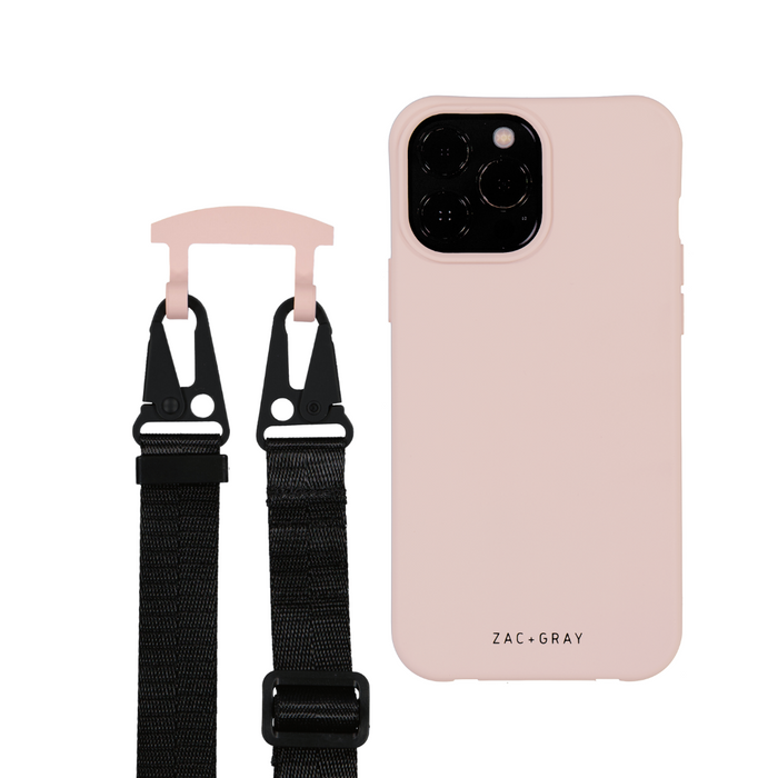 iPhone 12 and iPhone 12 Pro ROSÉ PINK CASE + MIDNIGHT BLACK STRAP