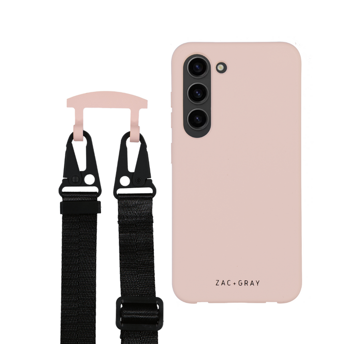 Samsung S21 FE ROSÉ PINK CASE + MIDNIGHT BLACK STRAP