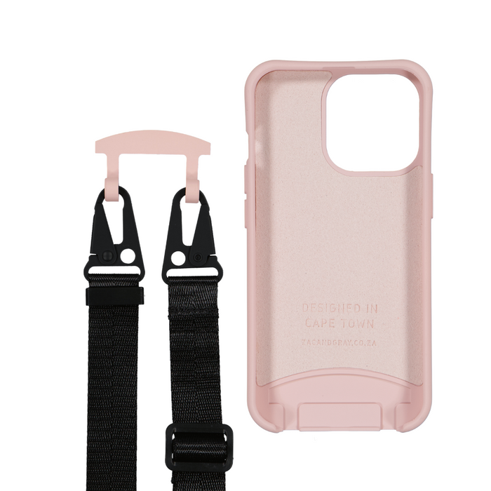 iPhone 12 and iPhone 12 Pro ROSÉ PINK CASE + MIDNIGHT BLACK STRAP