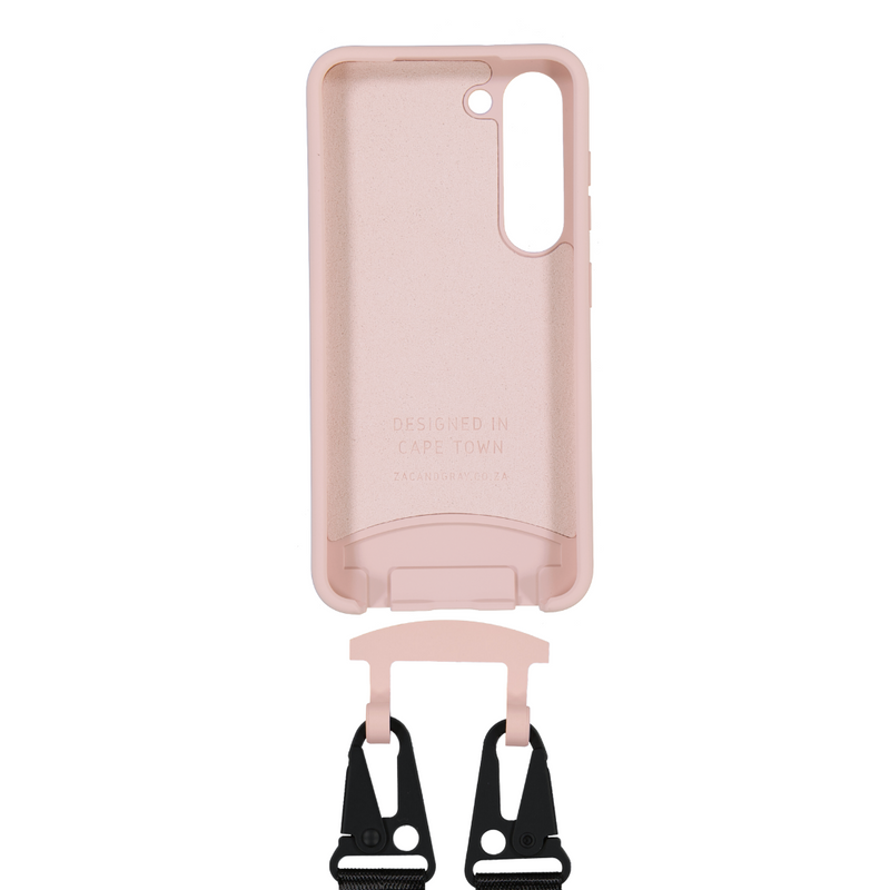 Samsung S24 Ultra ROSÉ PINK CASE + MIDNIGHT BLACK STRAP