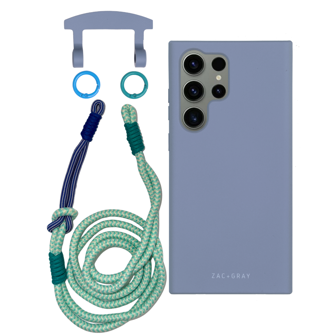 Samsung S23 Ultra BLUE FOG CASE + KNOTTED CORD