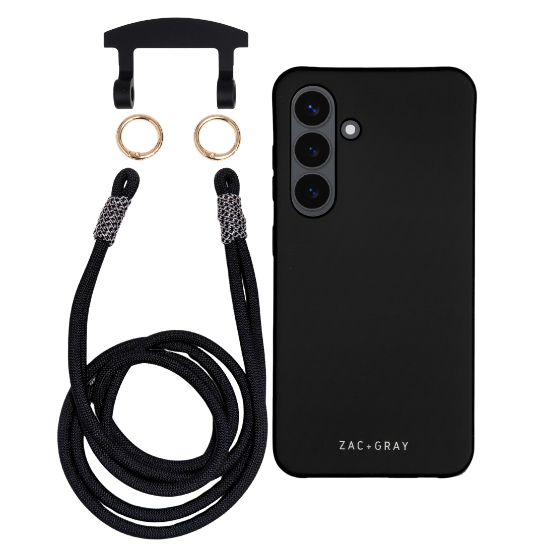 Samsung S23 Plus MIDNIGHT BLACK CASE + KNOTTED CORD