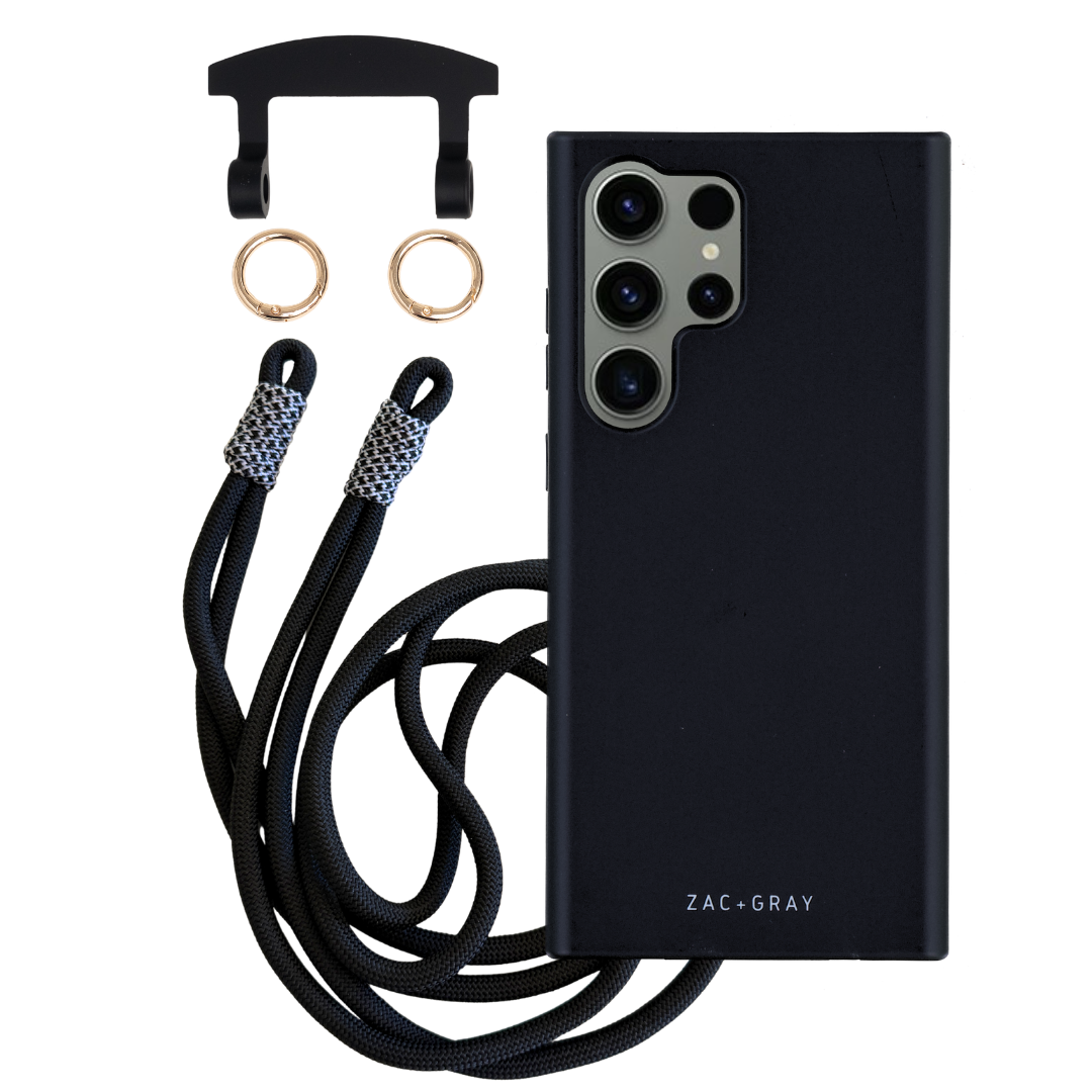 Samsung S25 Ultra MIDNIGHT BLACK CASE + KNOTTED CORD