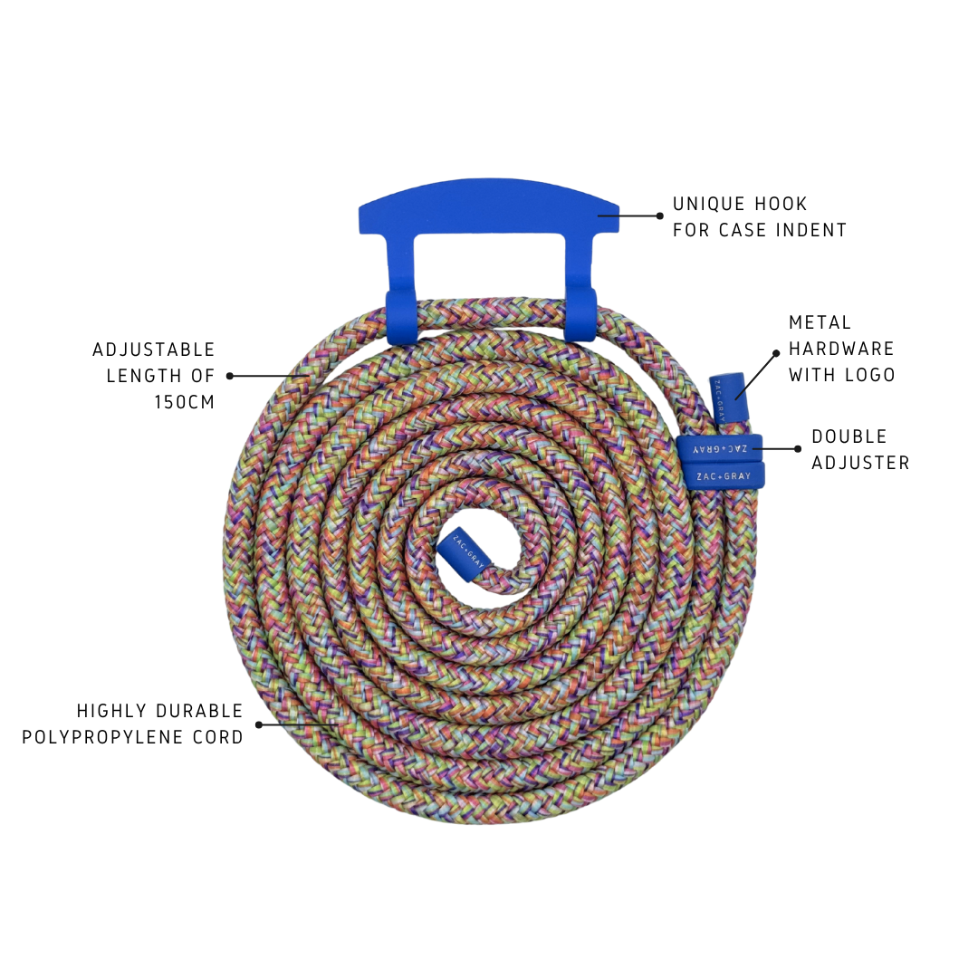 RAINBOW CORD WITH COBALT BLUE HOOK