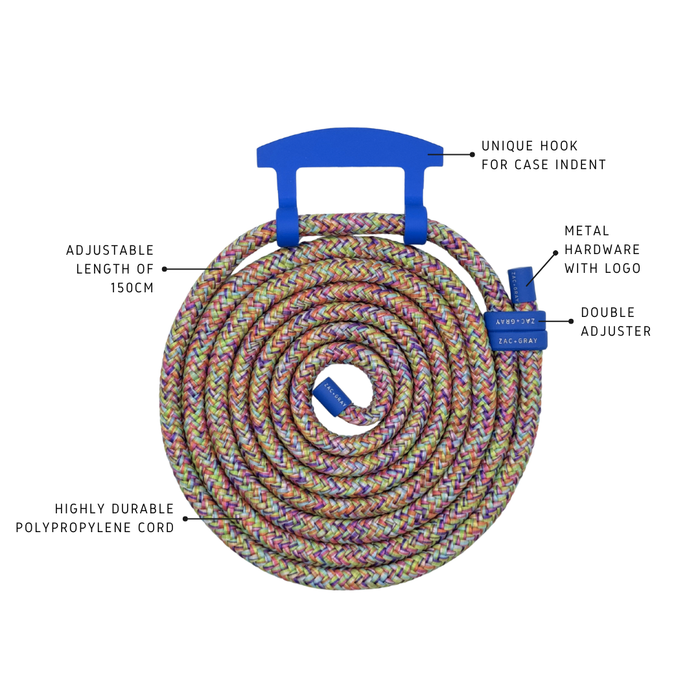RAINBOW CORD WITH COBALT BLUE HOOK