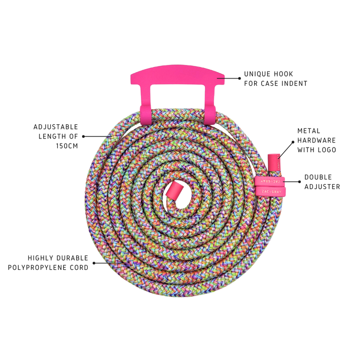 RAINBOW CORD WITH HOT PINK HOOK