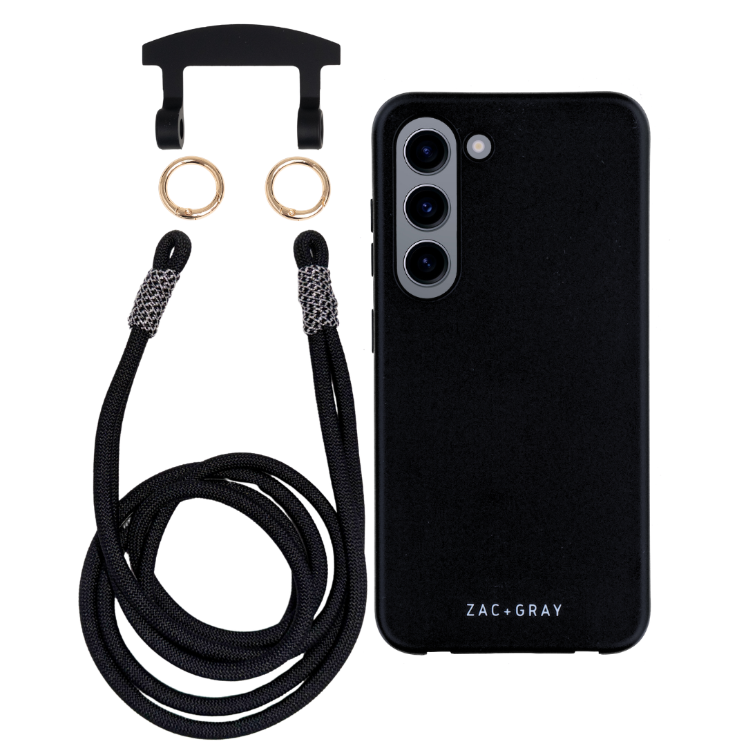 Samsung S23 MIDNIGHT BLACK CASE + KNOTTED CORD