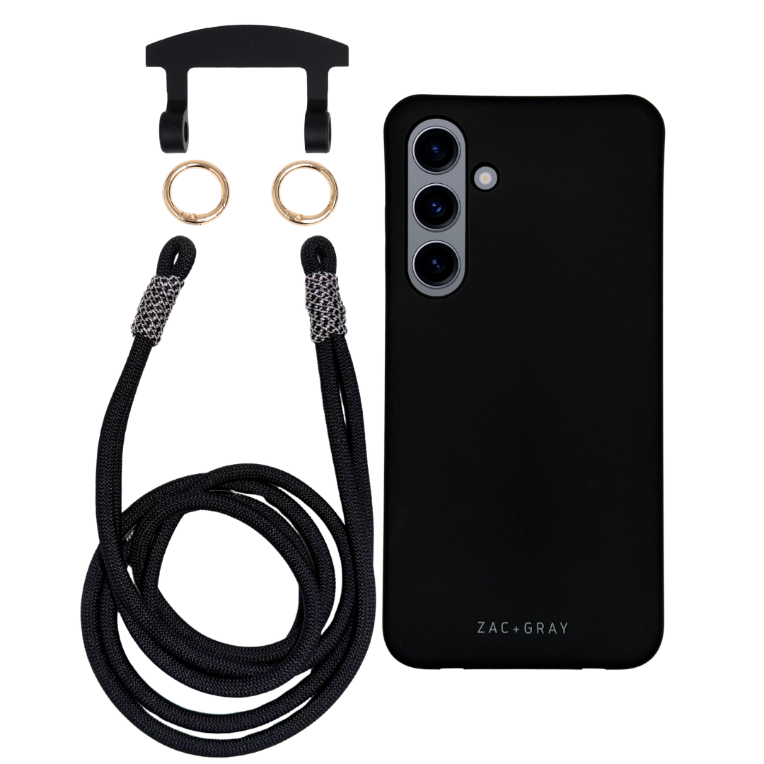 Samsung S24 MIDNIGHT BLACK CASE + KNOTTED CORD