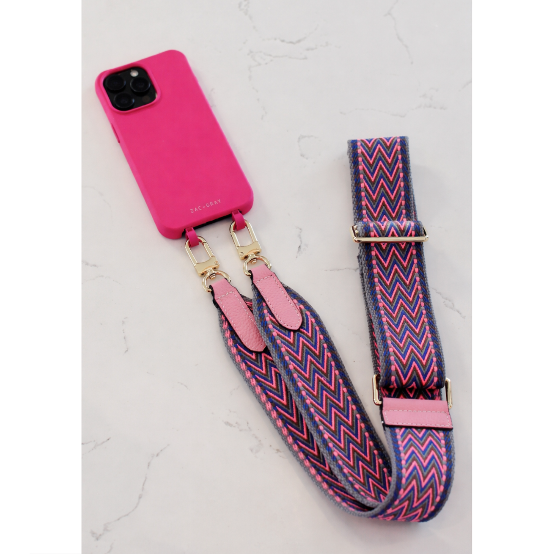 PATTERNED STRAP + HOT PINK HOOK