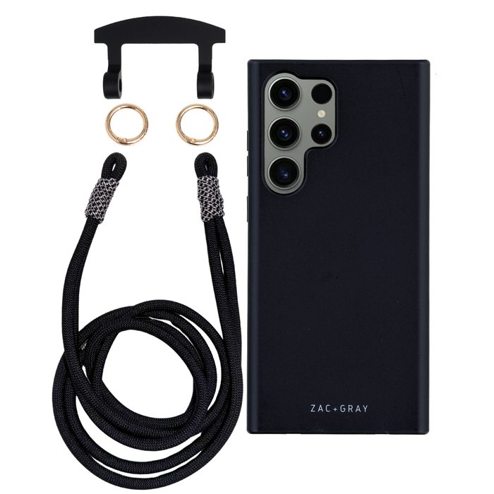 Samsung S23 Ultra MIDNIGHT BLACK CASE + KNOTTED CORD