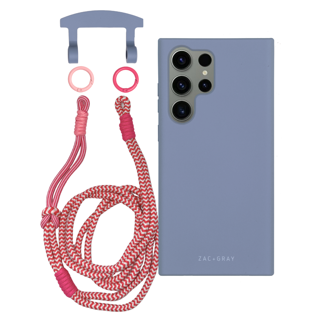 Samsung S23 Ultra BLUE FOG CASE + KNOTTED CORD