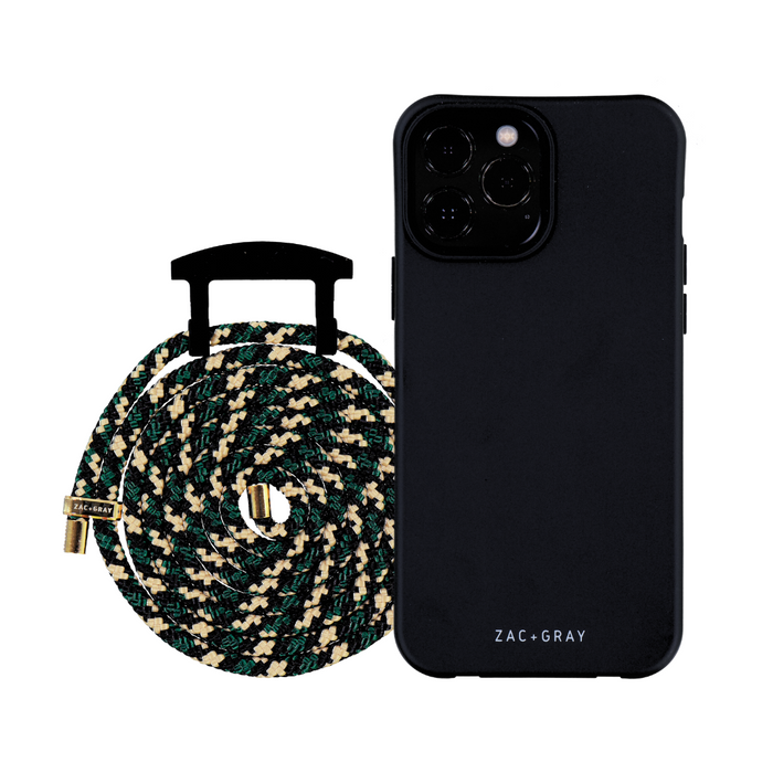iPhone 12 and iPhone 12 Pro MIDNIGHT BLACK CASE + FOREST CORD