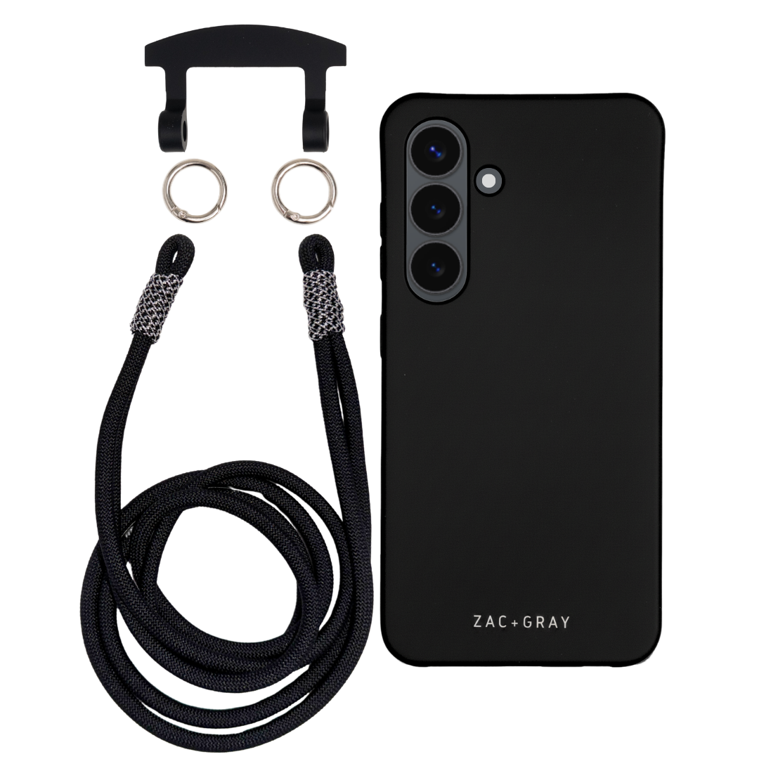 Samsung S23 Plus MIDNIGHT BLACK CASE + KNOTTED CORD