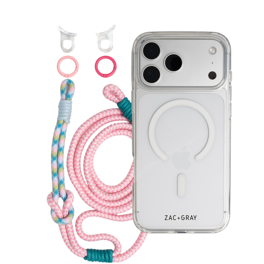 CRYSTAL CLEAR TRANSPARENT CASE WITH LAGOON BLOOM KNOTTED CORD - MAGSAFE
