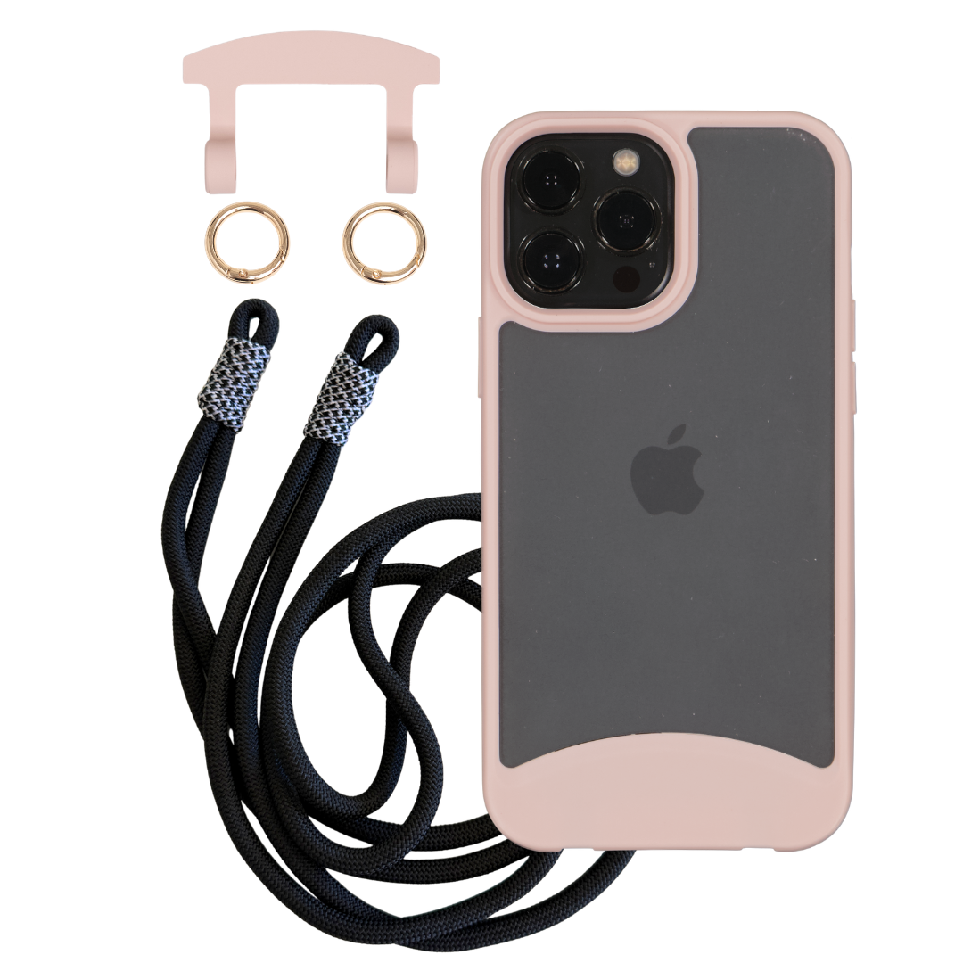 iPhone 12 and 12 Pro FROSTED ROSÉ PINK CASE + KNOTTED CORD