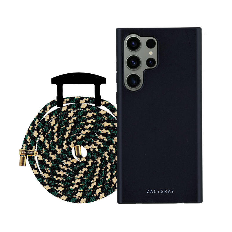 Samsung S24 Ultra MIDNIGHT BLACK CASE + FOREST CORD