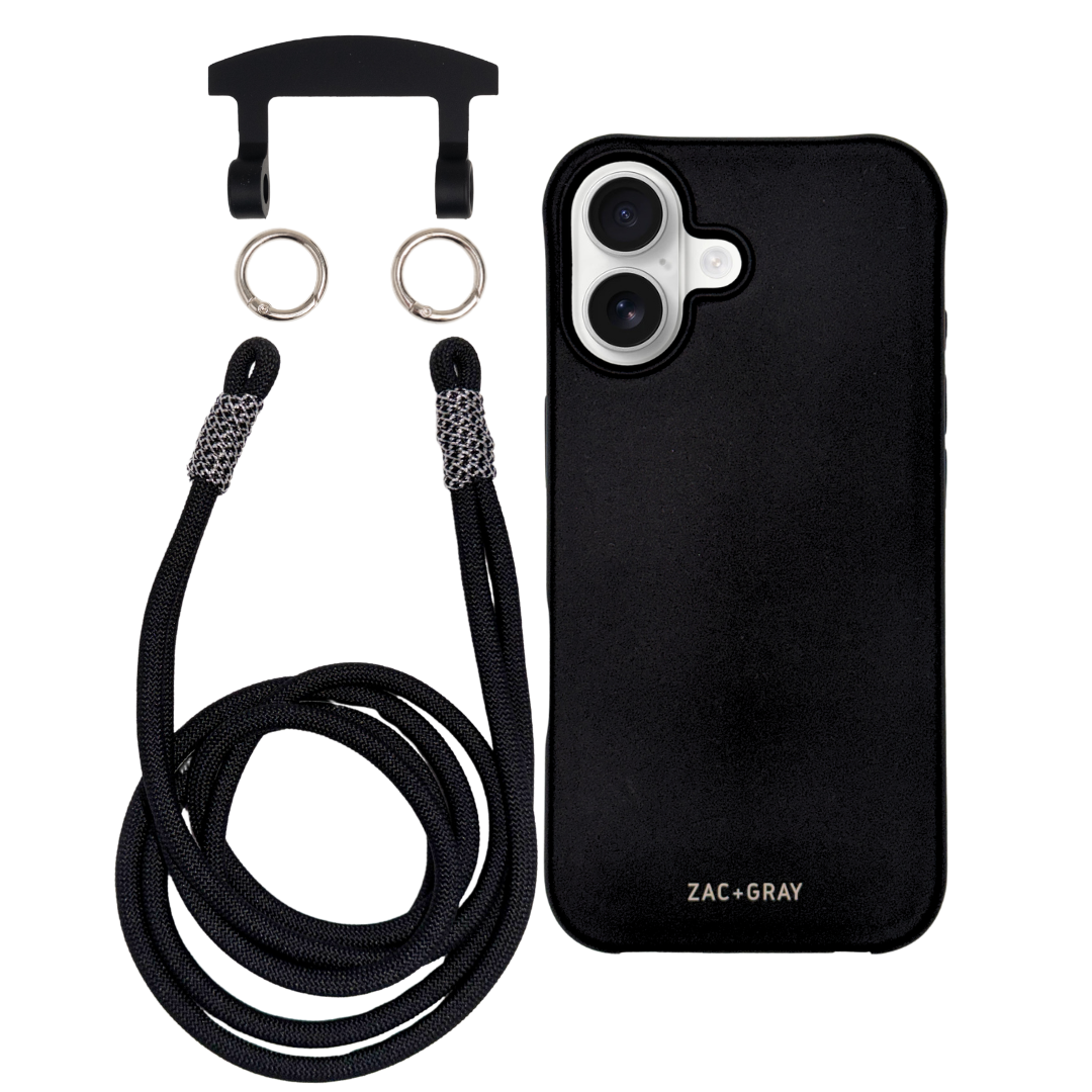 iPhone 17 MIDNIGHT BLACK CASE + KNOTTED CORD