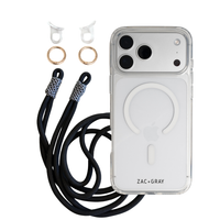 CRYSTAL CLEAR TRANSPARENT CASE WITH MIDNIGHT BLOOM KNOTTED CORD - MAGSAFE