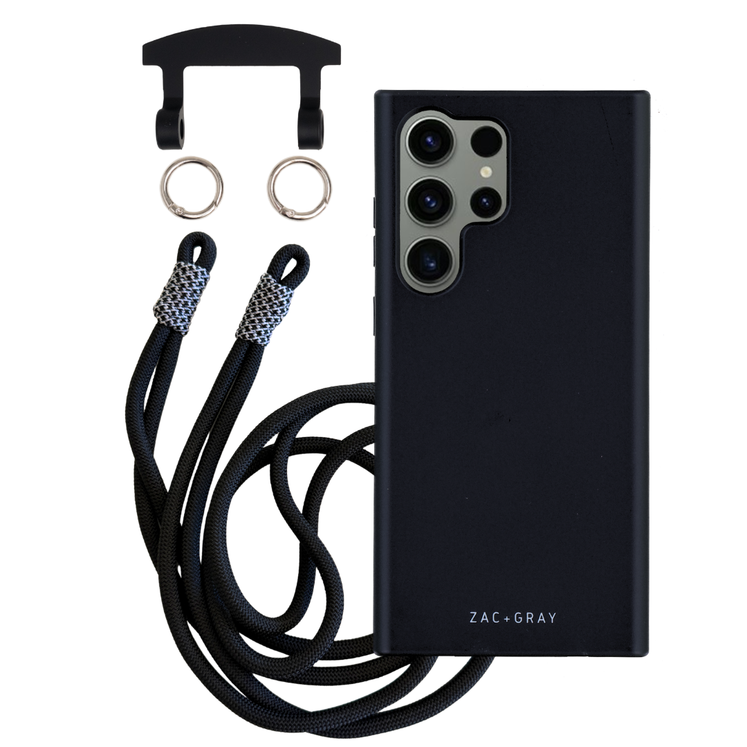 Samsung S25 Ultra MIDNIGHT BLACK CASE + KNOTTED CORD