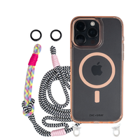 iPhone 16 Plus POWDER PINK TRANSPARENT CASE + KNOTTED CORD
