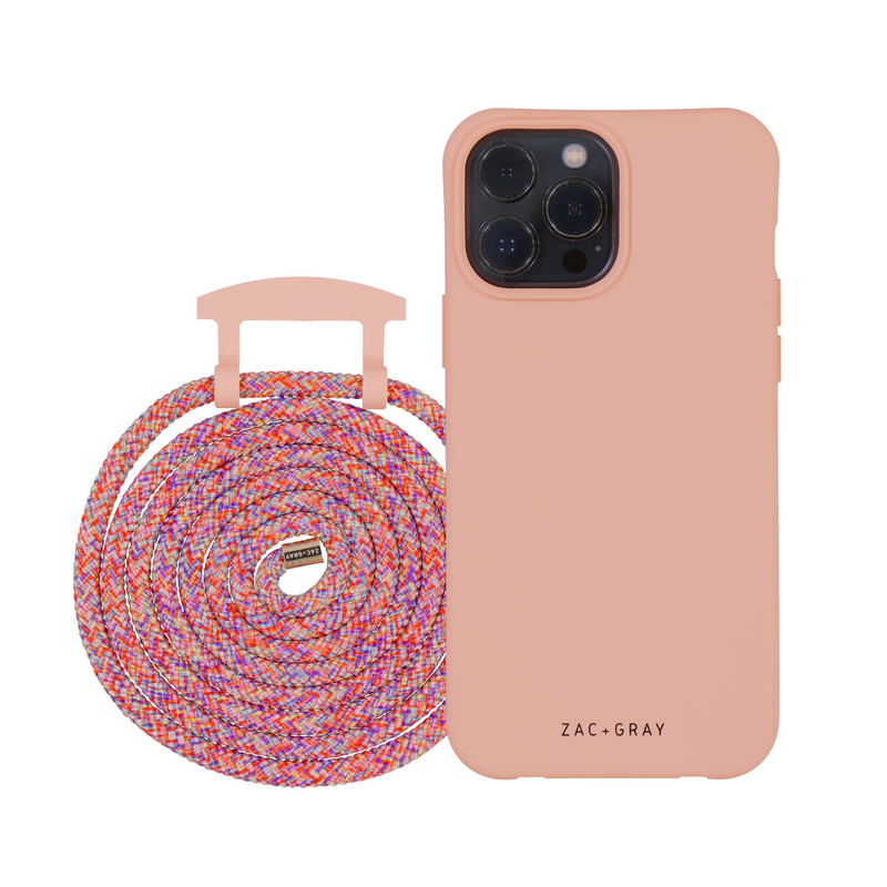 iPhone 14 SUNSET CORAL CASE + RAINBOW RED CORD