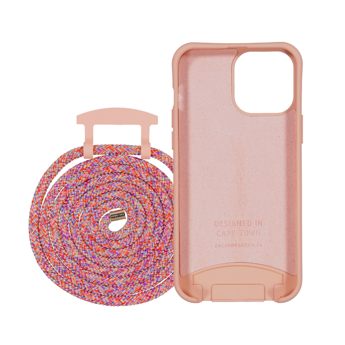 iPhone 12 mini SUNSET CORAL CASE + RAINBOW RED CORD