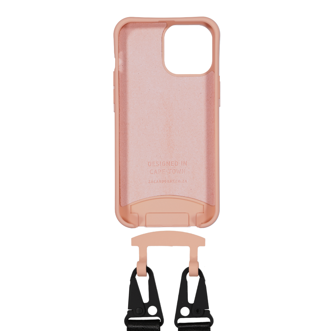 iPhone 14 SUNSET CORAL CASE + MIDNIGHT BLACK STRAP