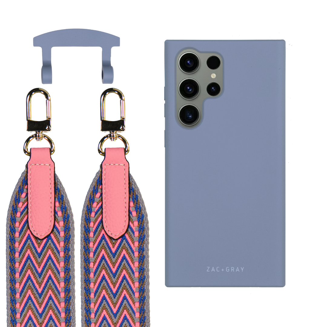 Samsung S25 Ultra BLUE FOG CASE + PATTERNED STRAP