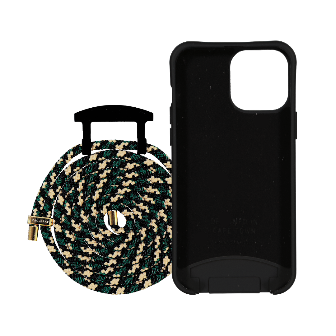 iPhone 6 Plus / 6s Plus / 7 Plus / 8 Plus MIDNIGHT BLACK CASE + FOREST CORD