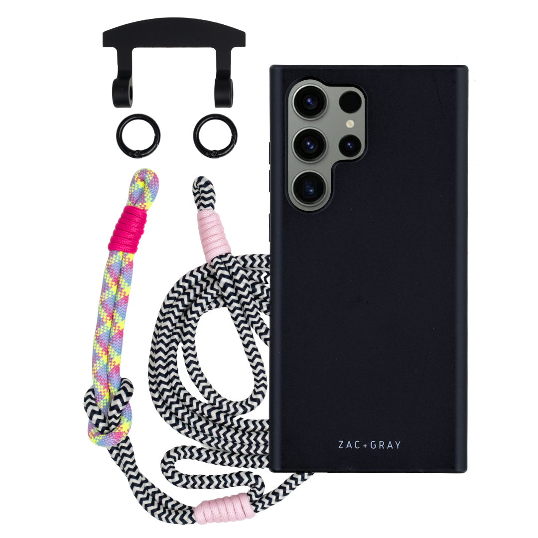 Samsung S25 Ultra MIDNIGHT BLACK CASE + KNOTTED CORD