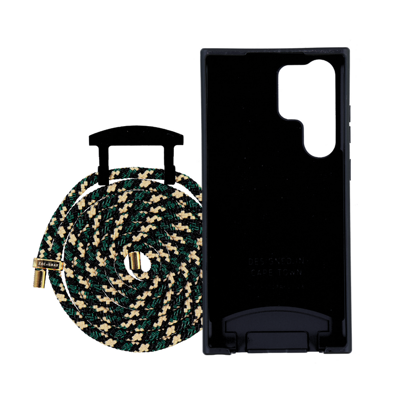 Samsung S24 Ultra MIDNIGHT BLACK CASE + FOREST CORD