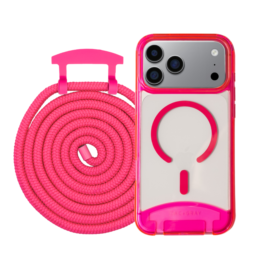 iPhone 17 Pro HOT PINK TRANSPARENT CASE + CORD