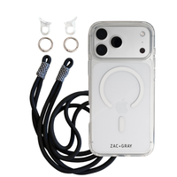 CRYSTAL CLEAR TRANSPARENT CASE WITH MIDNIGHT BLOOM KNOTTED CORD - MAGSAFE