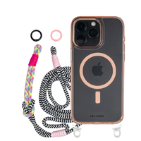 iPhone 16 Plus POWDER PINK TRANSPARENT CASE + KNOTTED CORD