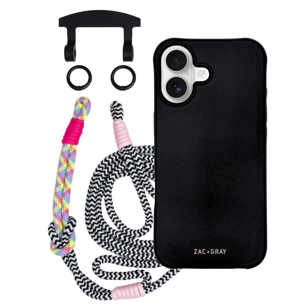 iPhone 17 MIDNIGHT BLACK CASE + KNOTTED CORD