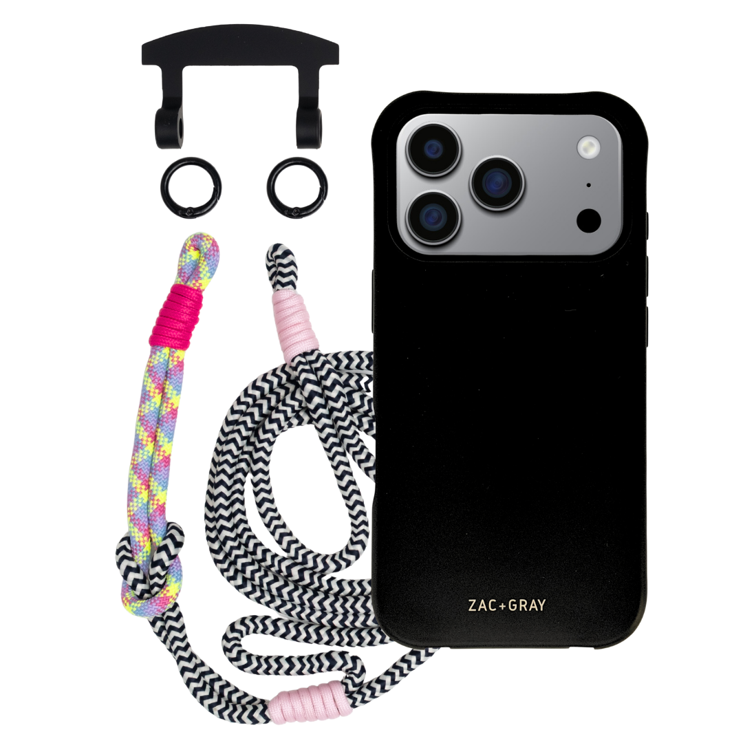 iPhone 17 Pro MIDNIGHT BLACK CASE + KNOTTED CORD