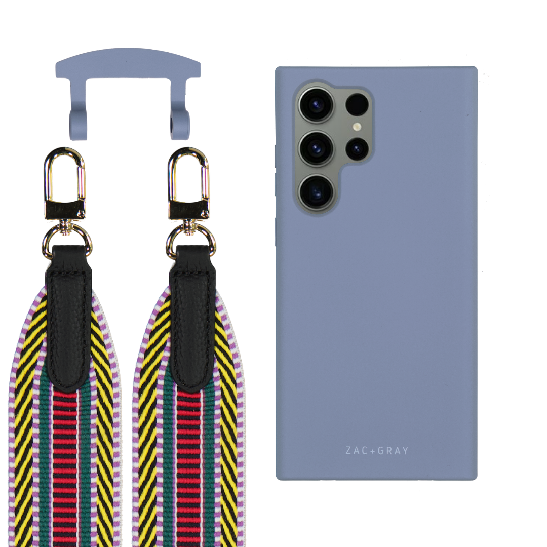 Samsung S25 Ultra BLUE FOG CASE + PATTERNED STRAP