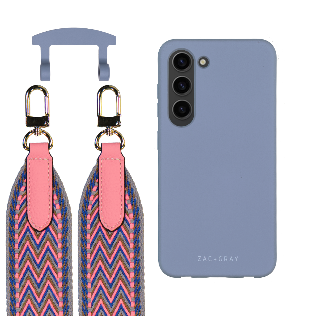 Samsung S23 Plus BLUE FOG CASE + PATTERNED STRAP