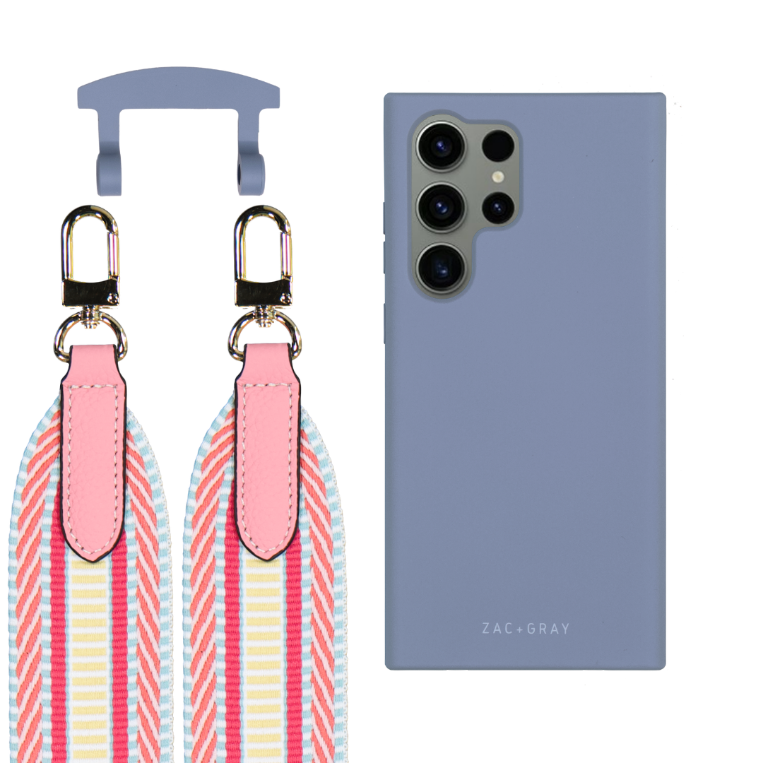 Samsung S25 Ultra BLUE FOG CASE + PATTERNED STRAP