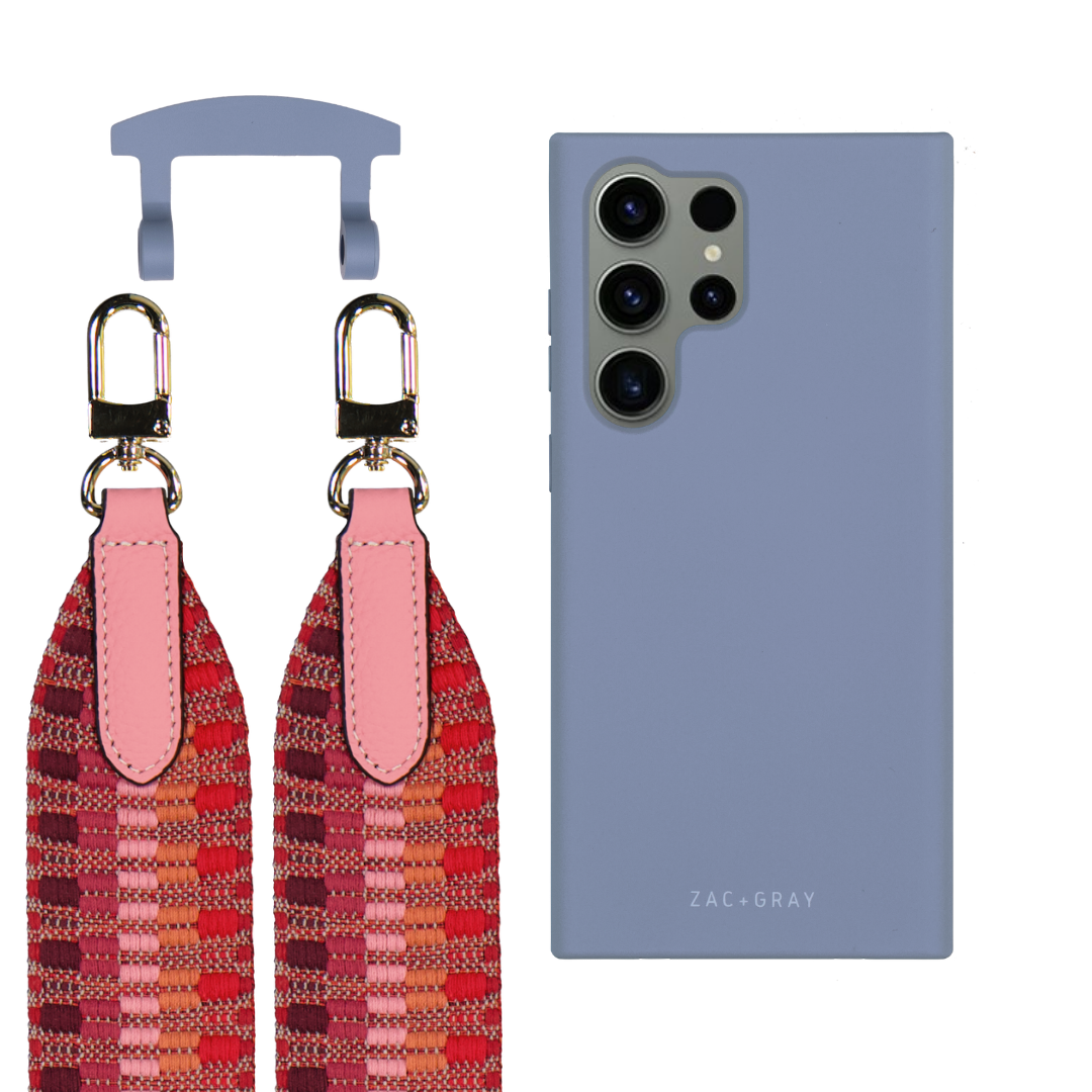 Samsung S25 Ultra BLUE FOG CASE + PATTERNED STRAP
