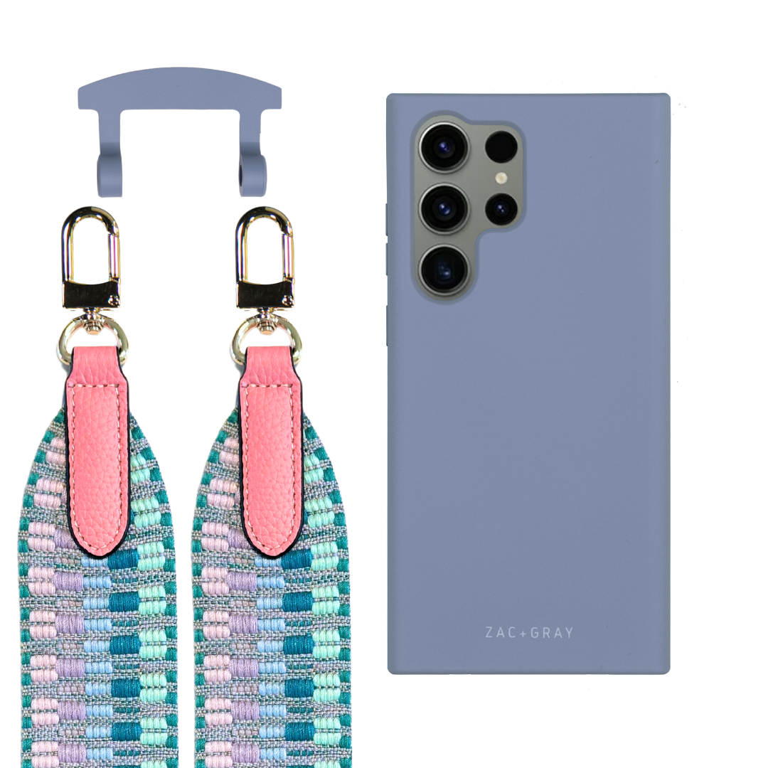 Samsung S25 Ultra BLUE FOG CASE + PATTERNED STRAP